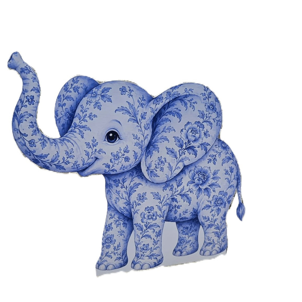 Elefant Blue Toile Safari - figurina printata