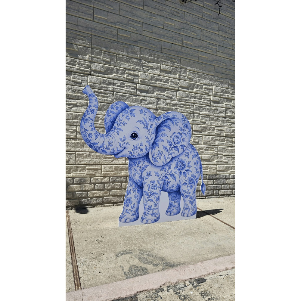 Elefant Blue Toile Safari - figurina printata
