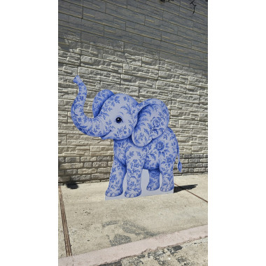 Elefant Blue Toile Safari - figurina printata
