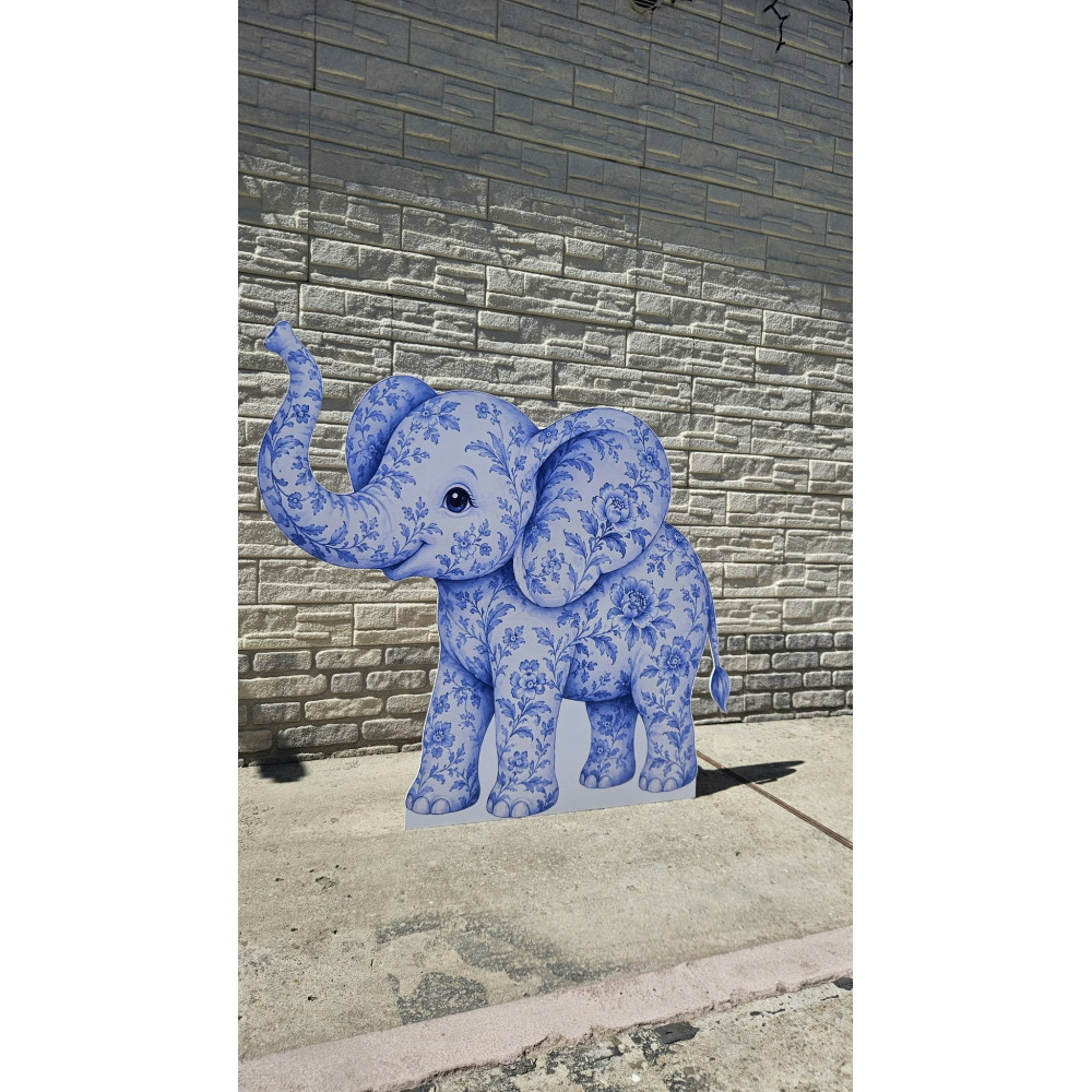 Elefant Blue Toile Safari - figurina printata